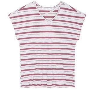 89TH + MADISON Dolman V-Neck Tee Short Sleeve Strappy Pink White Stripes XL NWT